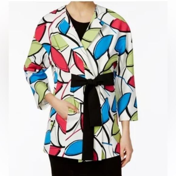 🌹Nine West women’s multi color tie wrap topper, jacket, blazer, long sleeve 10 - Picture 1 of 16